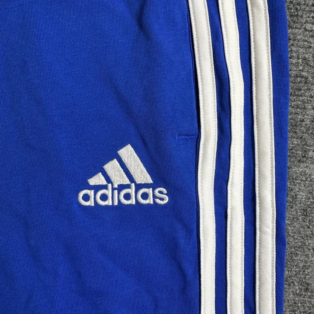 Adidas Mens 2XL Royal Blue 3-Stripe Athletic Shorts Drawstring Pockets